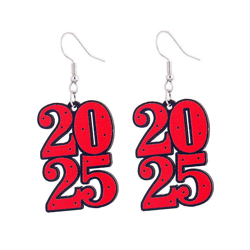 Wholesale Cute Wooden New Year Number Earrings  ACC-ES-CT043