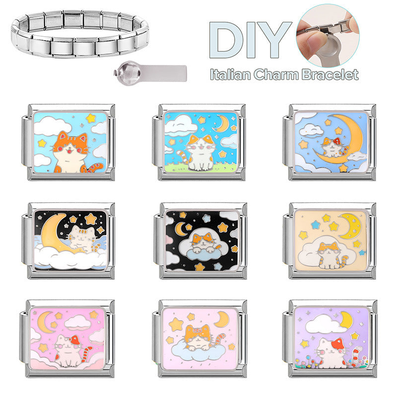 Wholesale Italian Charm Bracelet 9mm DIY Cartoon animal-themed   Stainless Steel Composable Bracelet