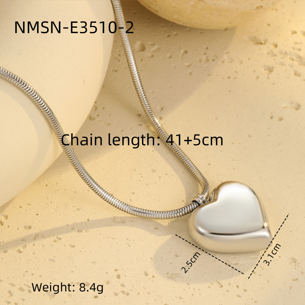 Wholesale Stainless steel simple love snake bone necklace