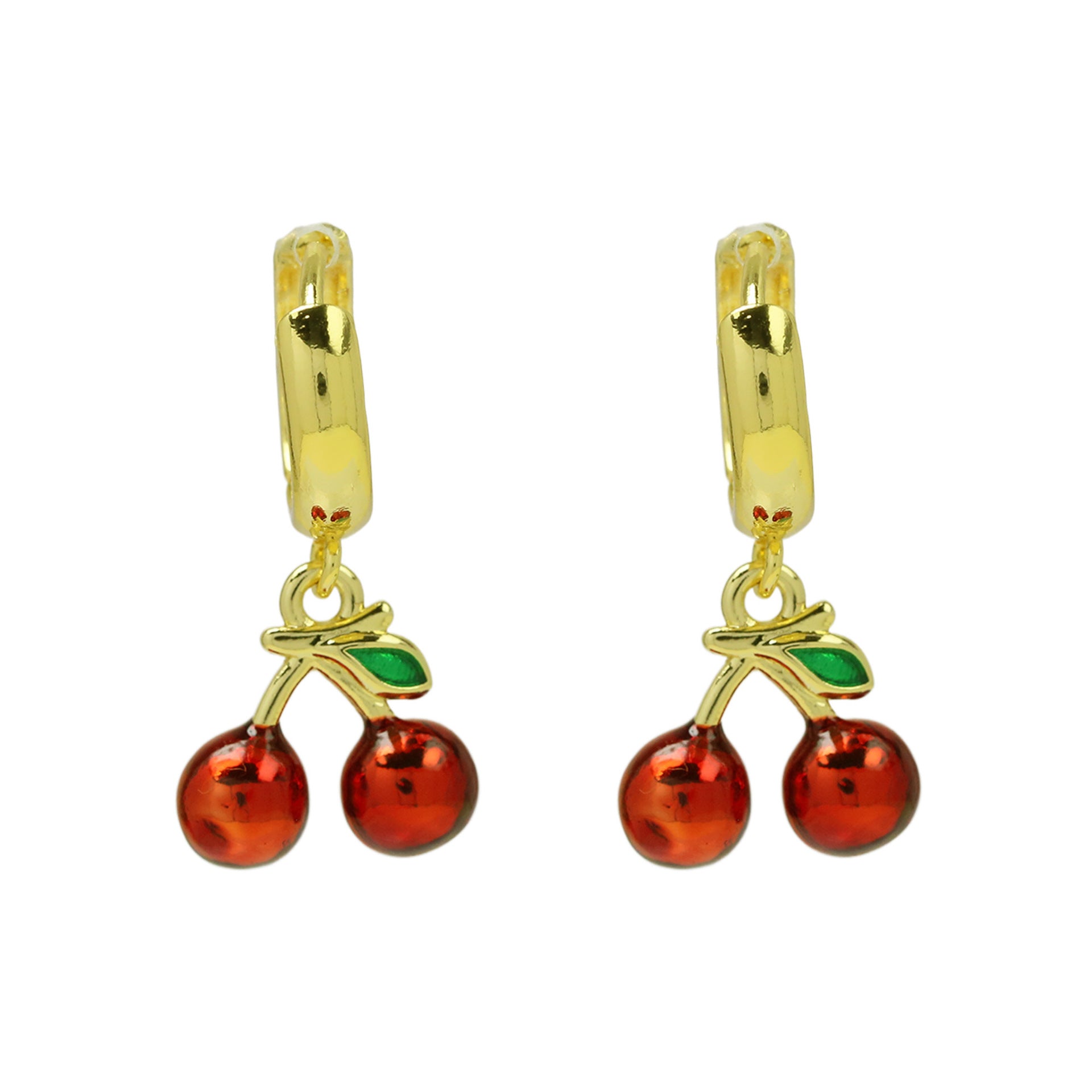 Wholesale  fruit strawberry drop oil gold earrings