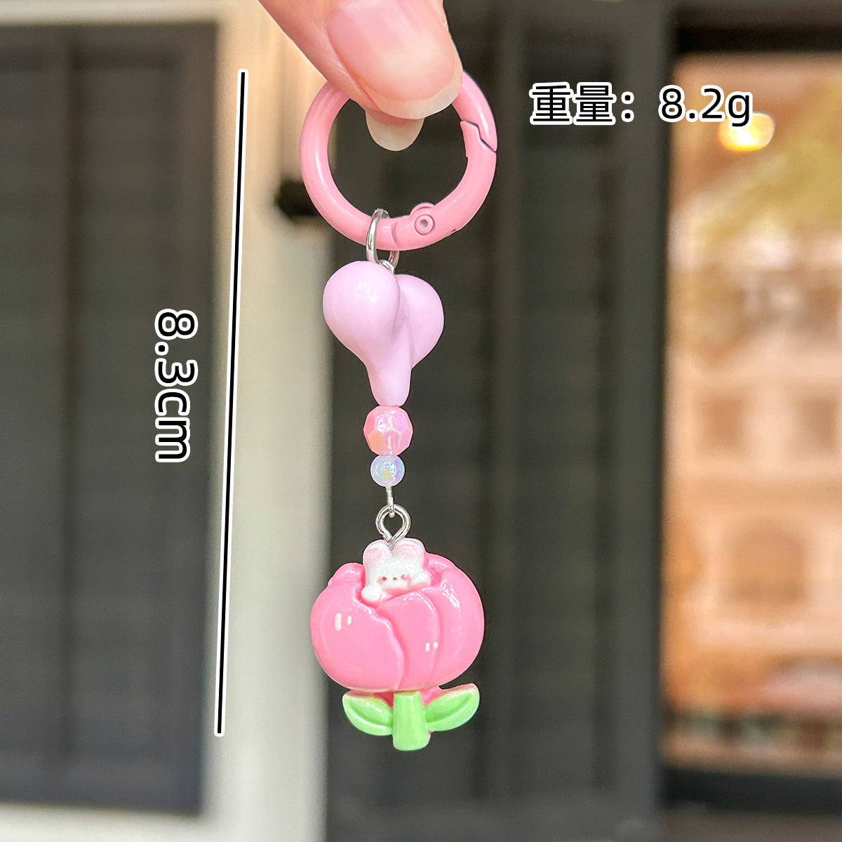 Wholesale Pink Flower Rabbit Resin Cartoon Keychain