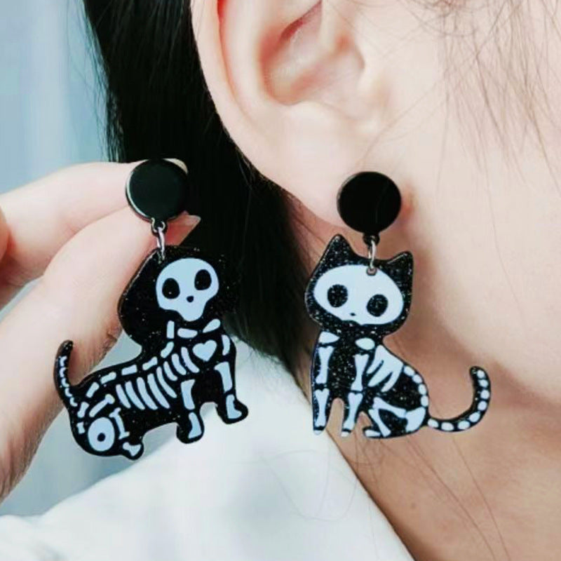 Wholesale    Acrylic Earrings,  Flamingo Bat Cat Skull Earrings