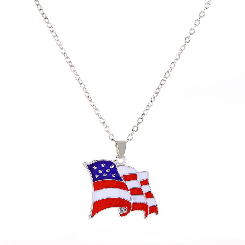 Wholesale  US Independence Day Flag Pendant Necklace