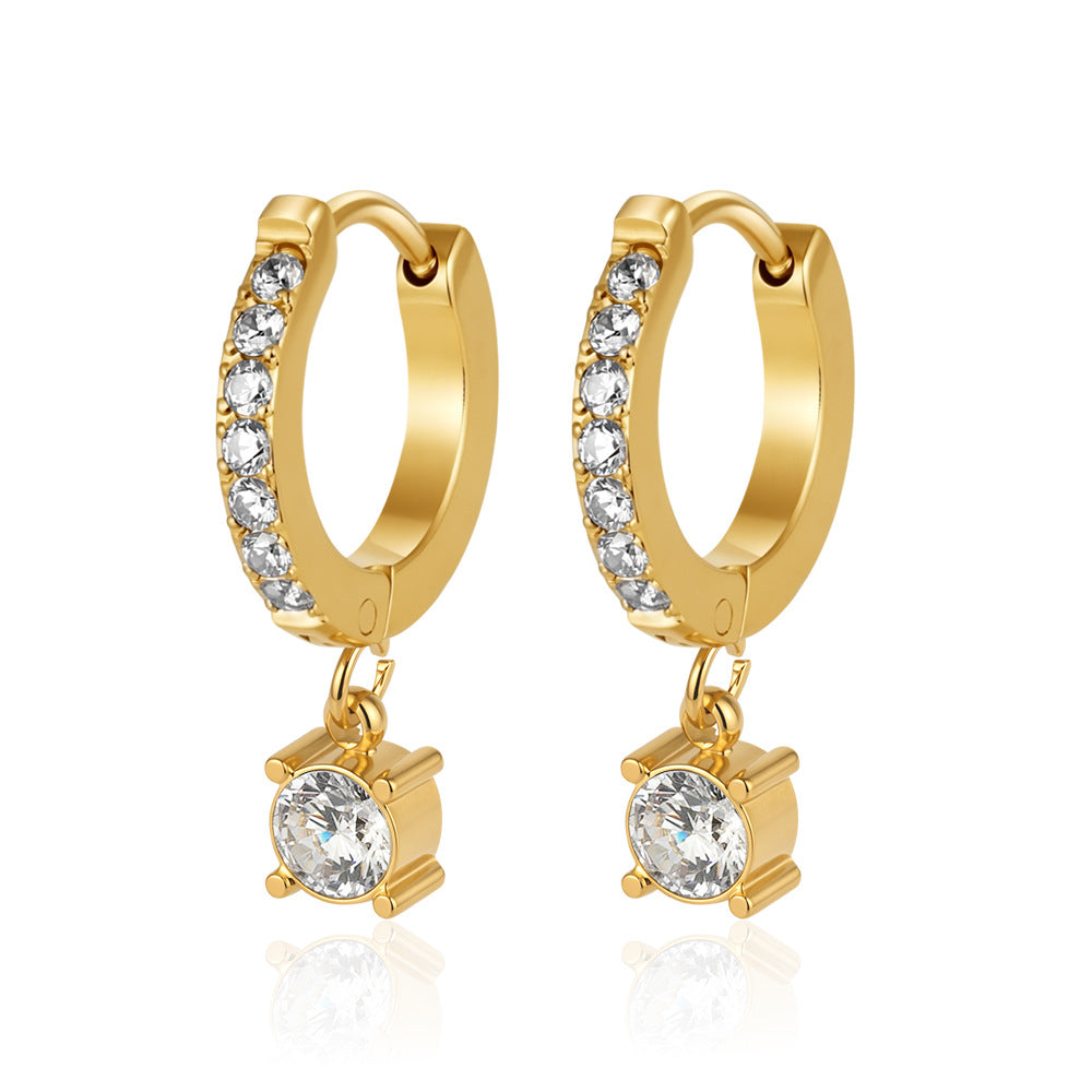 Wholesale Vintage Stainless Steel Pearl Drop Earrings with Rhinestones