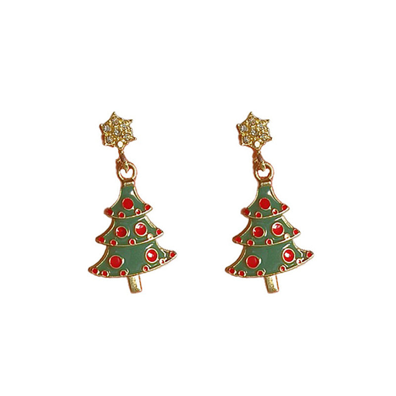 Wholesale Christmas Tree Diamond Earrings Fashion Jewelry Accessory Boutique Resale Party Wear