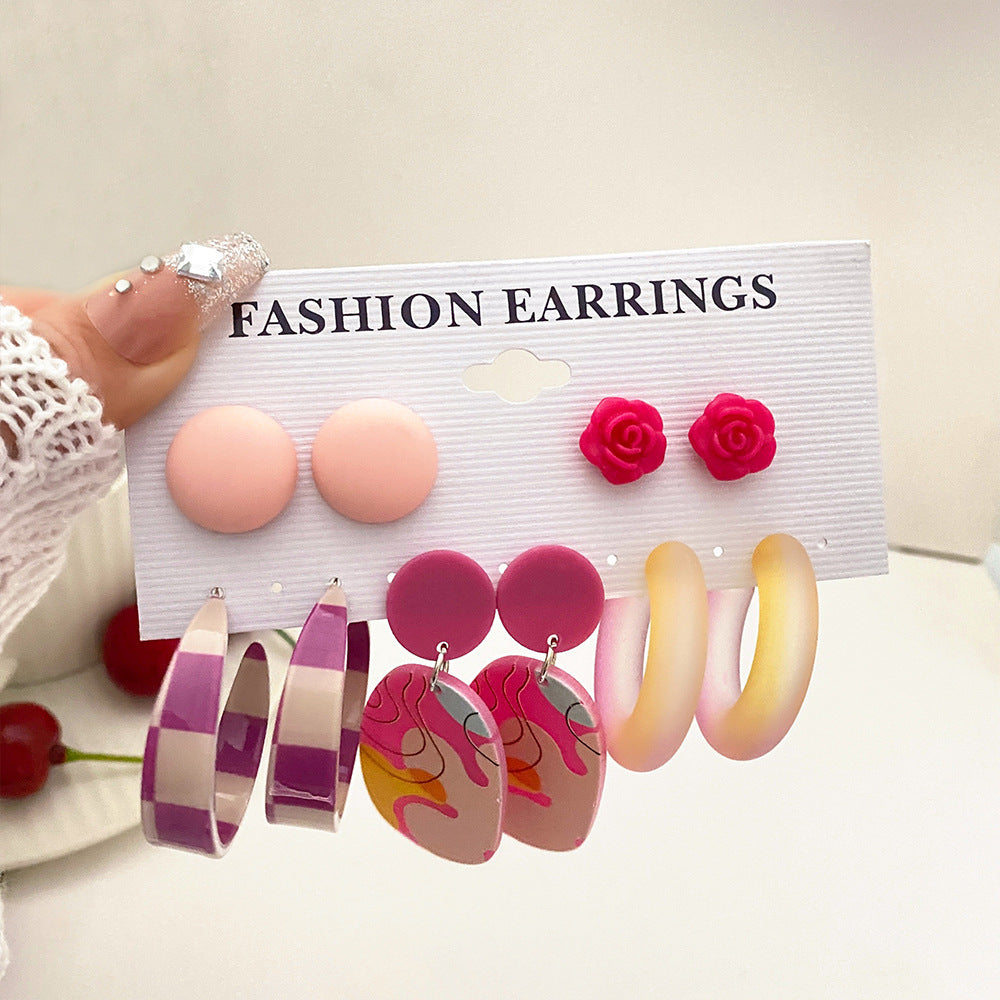 Wholesale Valentine's Day contrasting exaggerated heart resin earrings set
