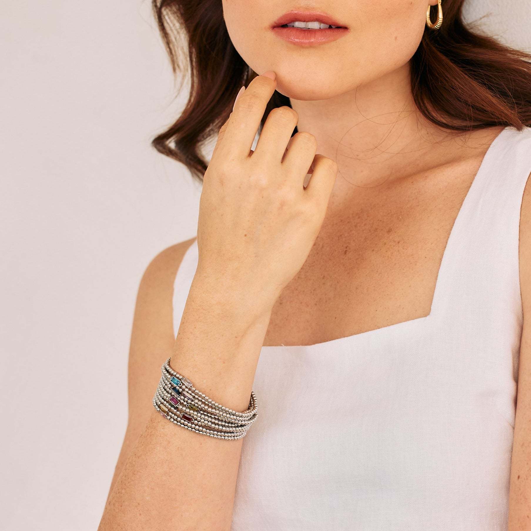 Wholesale  Stainless Steel Light Luxury Birthstone Bracelet