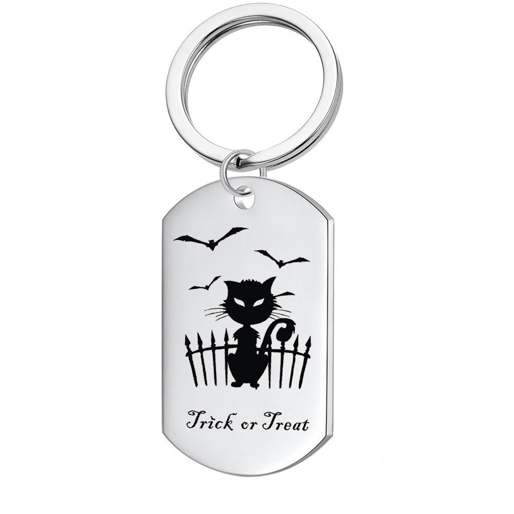 Wholesale Multi Style   Cat Dog Tag Keychain Stainless Steel Skull Engraved Keyring
