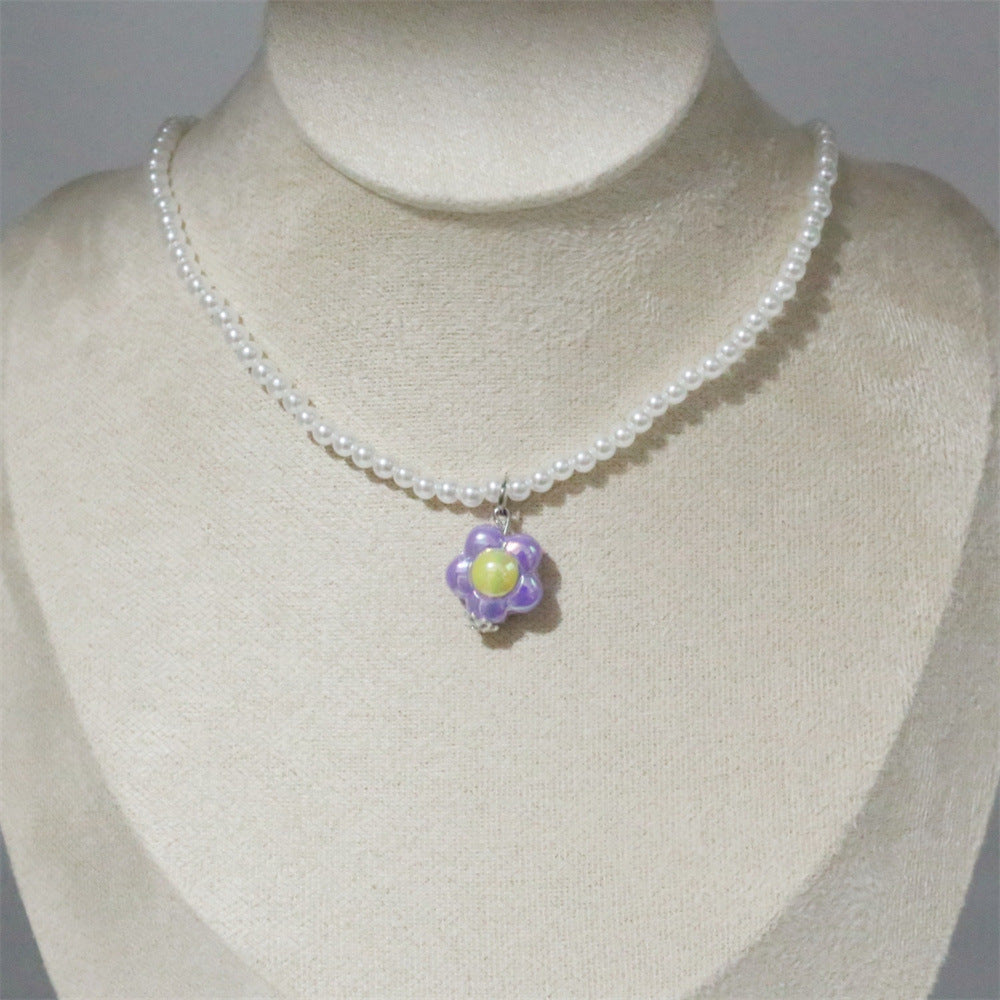 Wholesale  Flower Pearl Necklace  Clavicle Chain