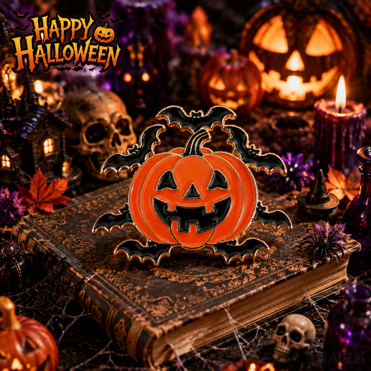 Wholesale  Pumpkin Bat Brooch Pin y Ghost Face Enamel Badge Trendy Holiday Costume Accessory Decorative Gift