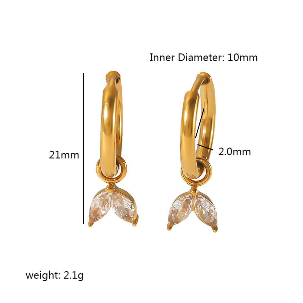 Wholesale Vintage 18K Gold Stainless Steel Inlaid Zircon Square Drop Earrings ACC-ES-LiQuan009