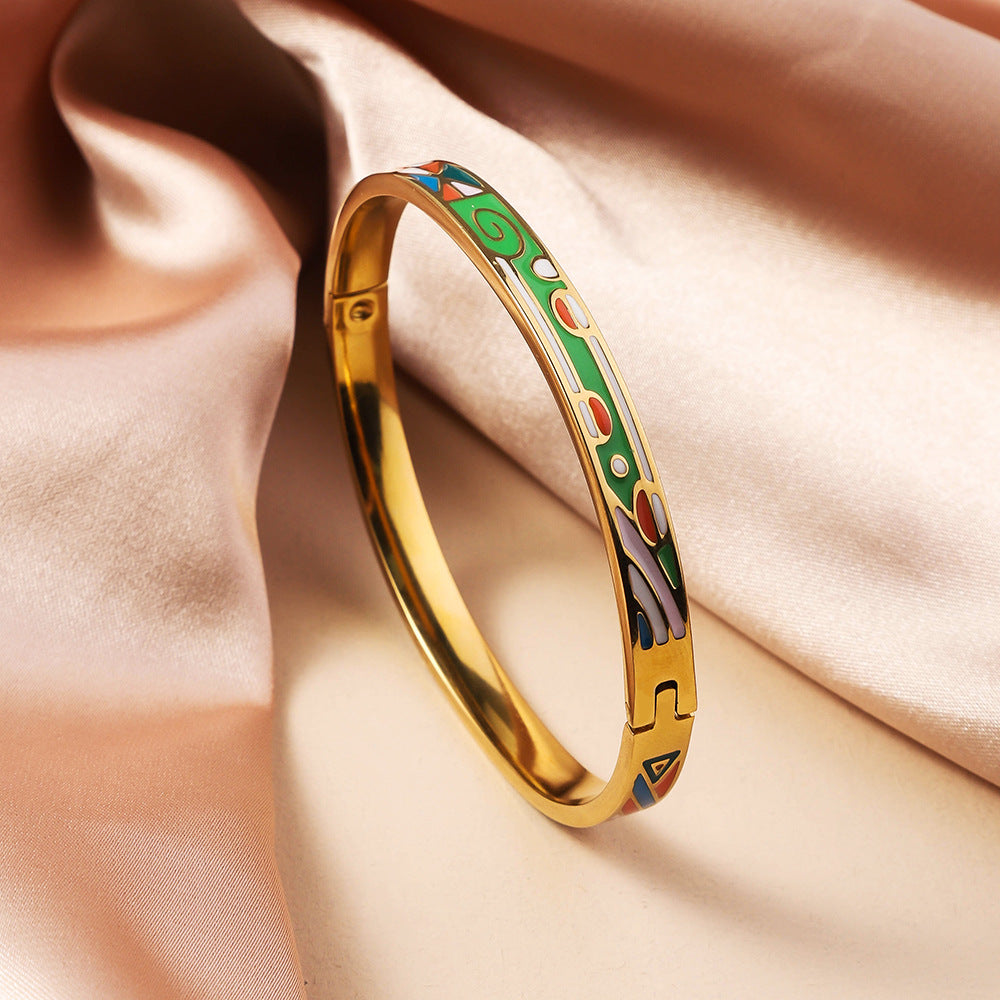 Wholesale Oil Drop Titanium Steel Enamel Bracelet ACC-BT-Ruif010