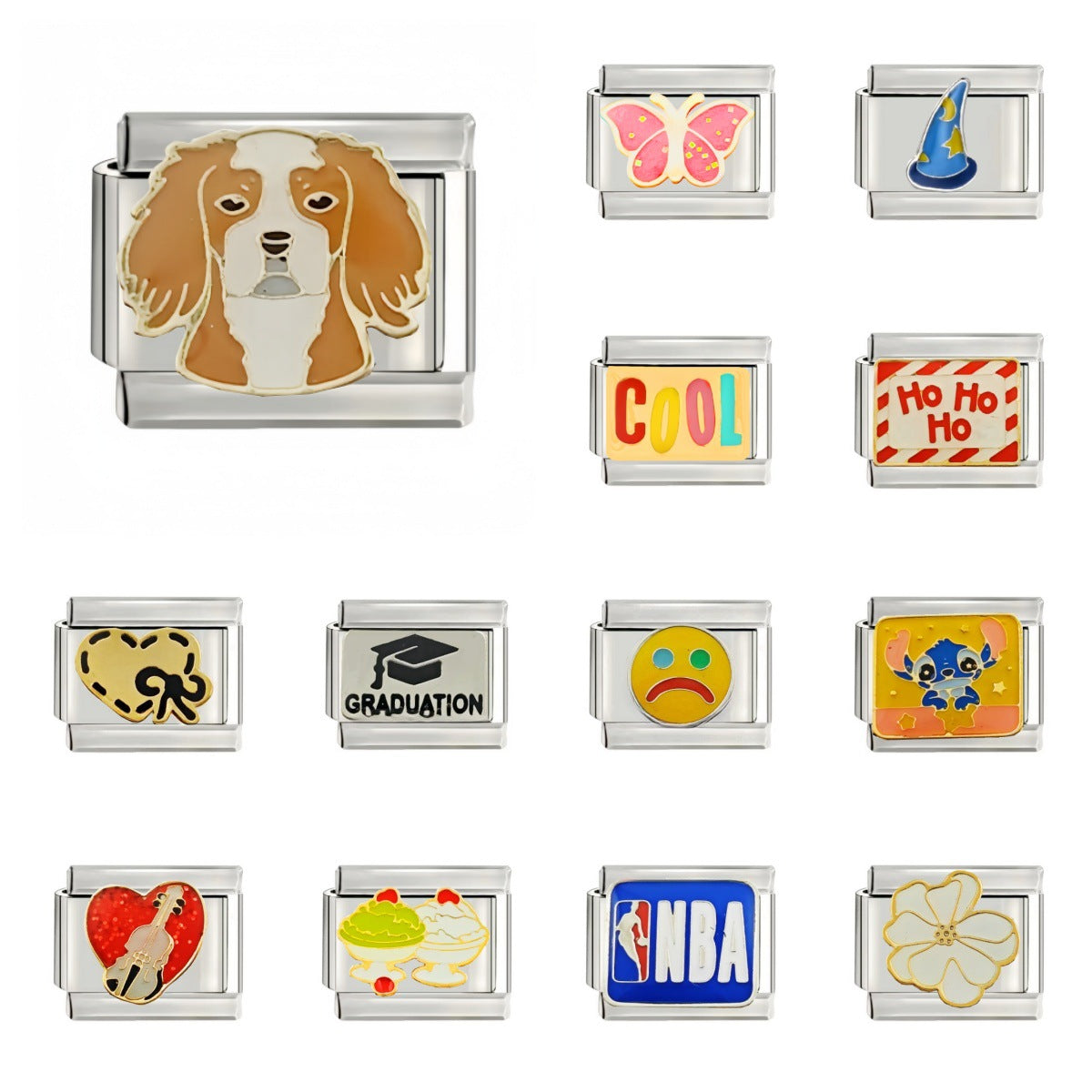 Wholesale italian Charm Starter Bracelets DIY square Single Section Creative Stainless Steel Composable Bracelet