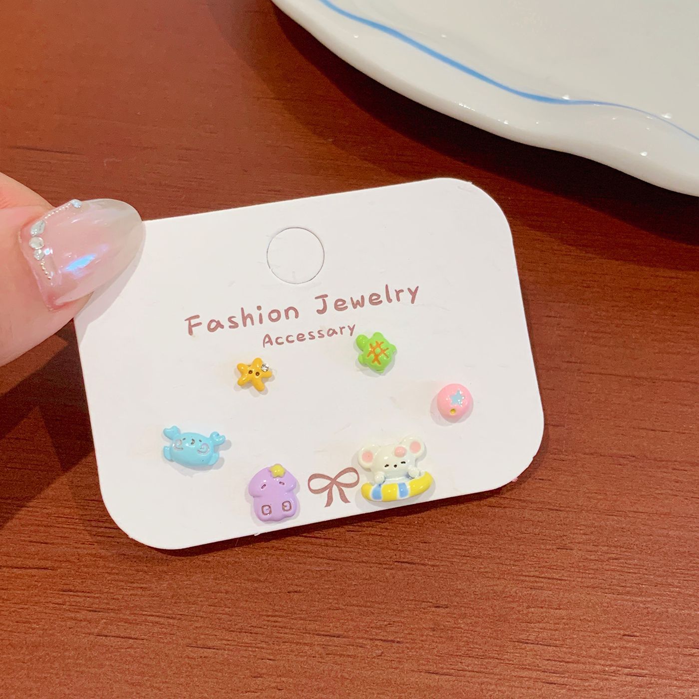 Wholesale Cute West Highland cartoon earrings with silver needle design  bear and horse all-match earrings