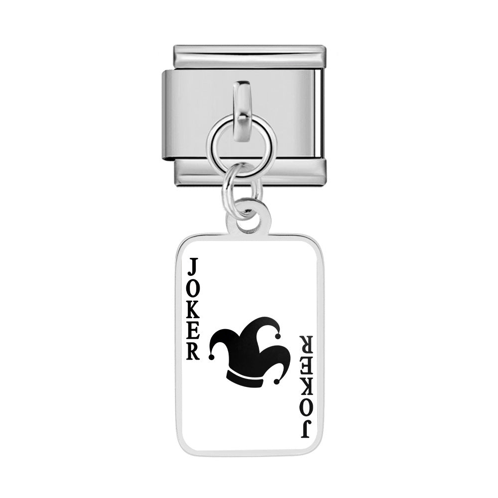 Wholesale Trendy Playing Card Pendant Stainless Steel Bracelet Fashion Accessory For Boutique Resale