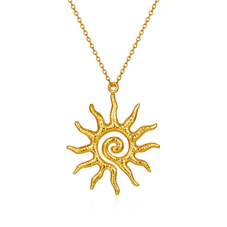 Wholesale Sunflower Necklace Hollow Gold Pendant Clavicle Chain Fashion Jewelry Accessory