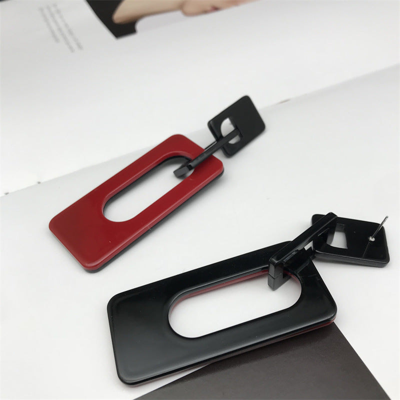 Wholesale Rectangular Chain Contrast Earrings Acrylic Earrings ACC-ES-FX041