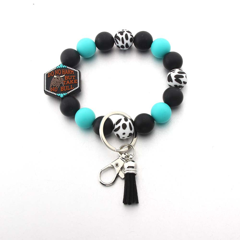 Wholesale Cartoon Western Style Silicone Beaded Wristlet Keychain ACC-KC-JinAn011