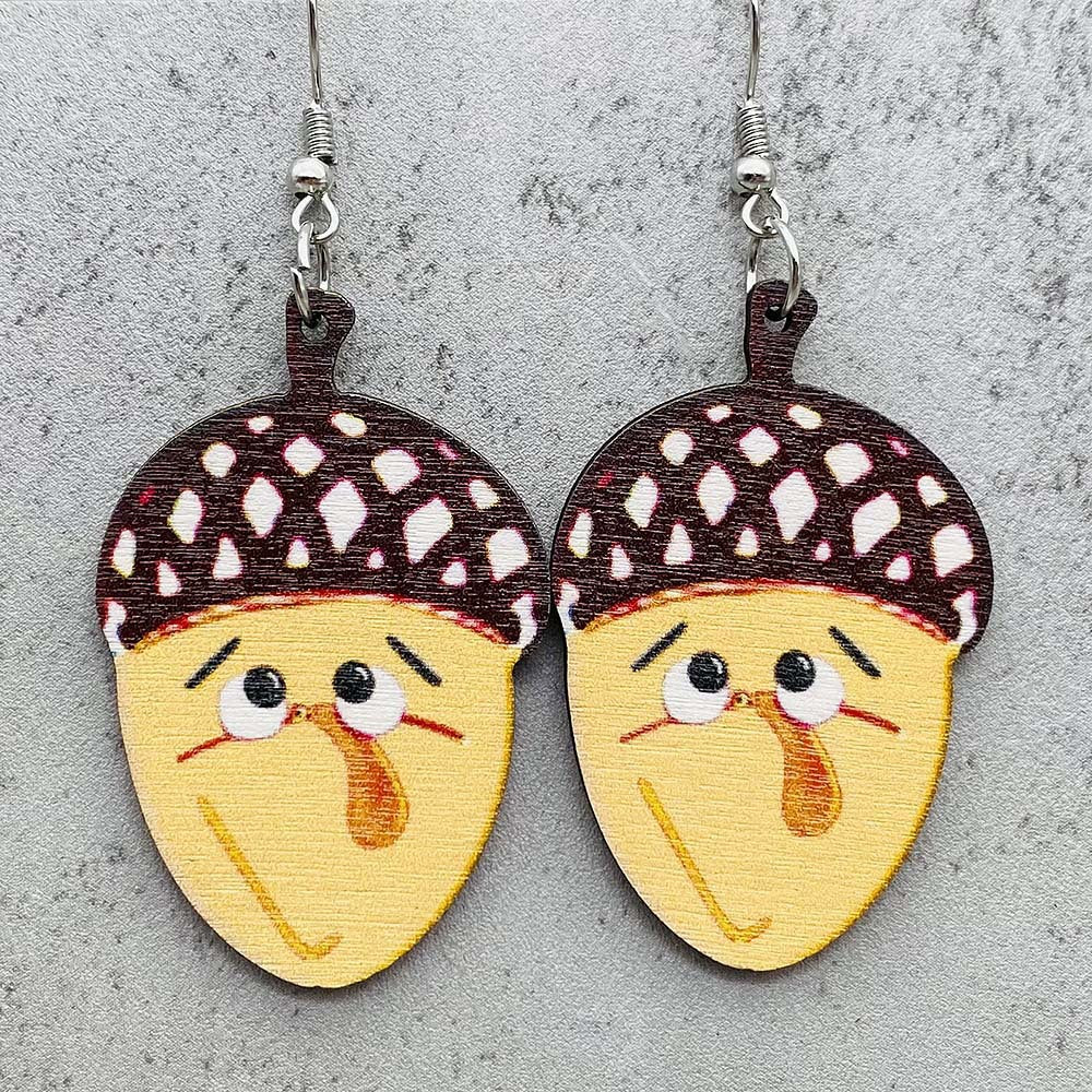 Wholesale  Thanksgiving Wooden Earrings Pumpkin Turkey Maple Leaf Print Drop Earrings