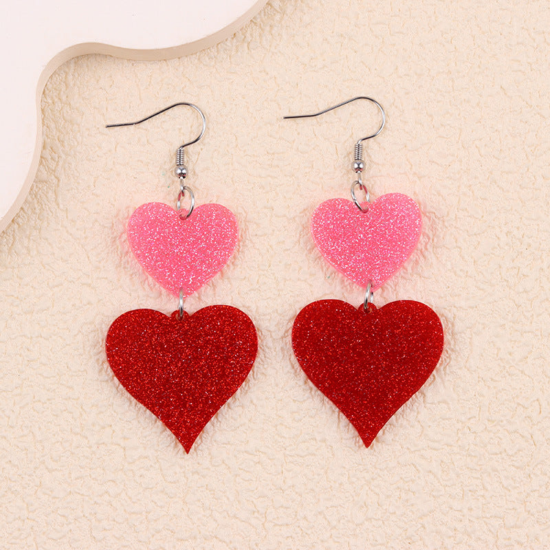 Wholesale Valentine' s Day Acrylic Heart Print XO Letter Earrings