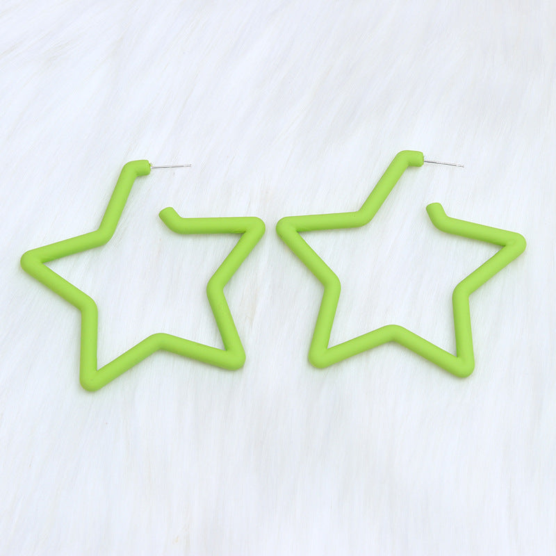 Wholesale  Geometric Five-pointed Star Spray Paint Earrings