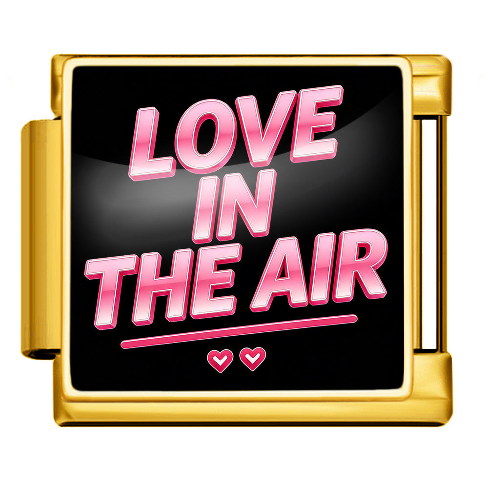Wholesale Titanium Steel Love Series Square Pattern Modular Bracelet For Valentine S Day Gifts