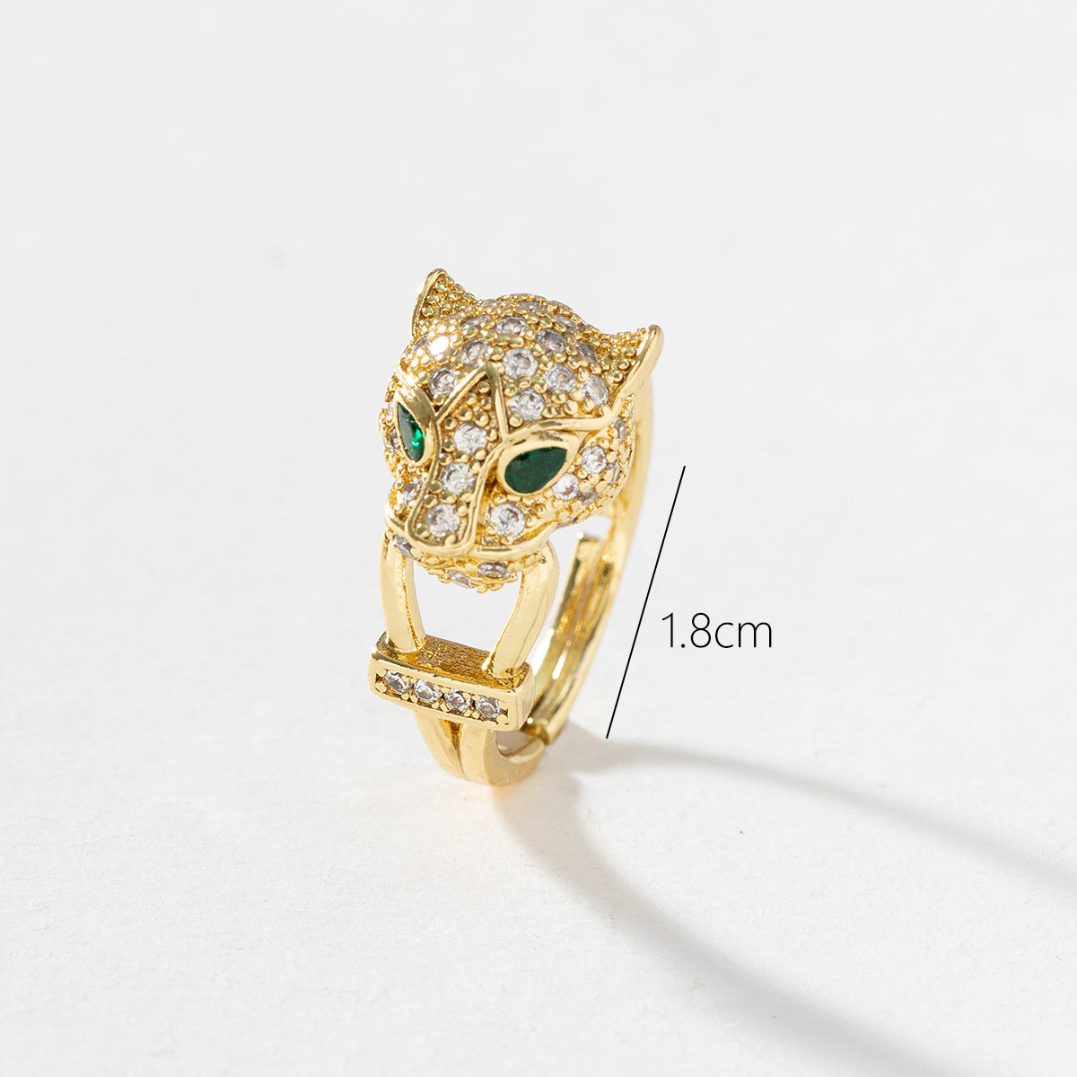 Wholesale Gold Plated Copper Leopard Head Open Ring Hip Hop Unisex Zircon Jewelry Fashion Accessory Gift And Boutique Resale