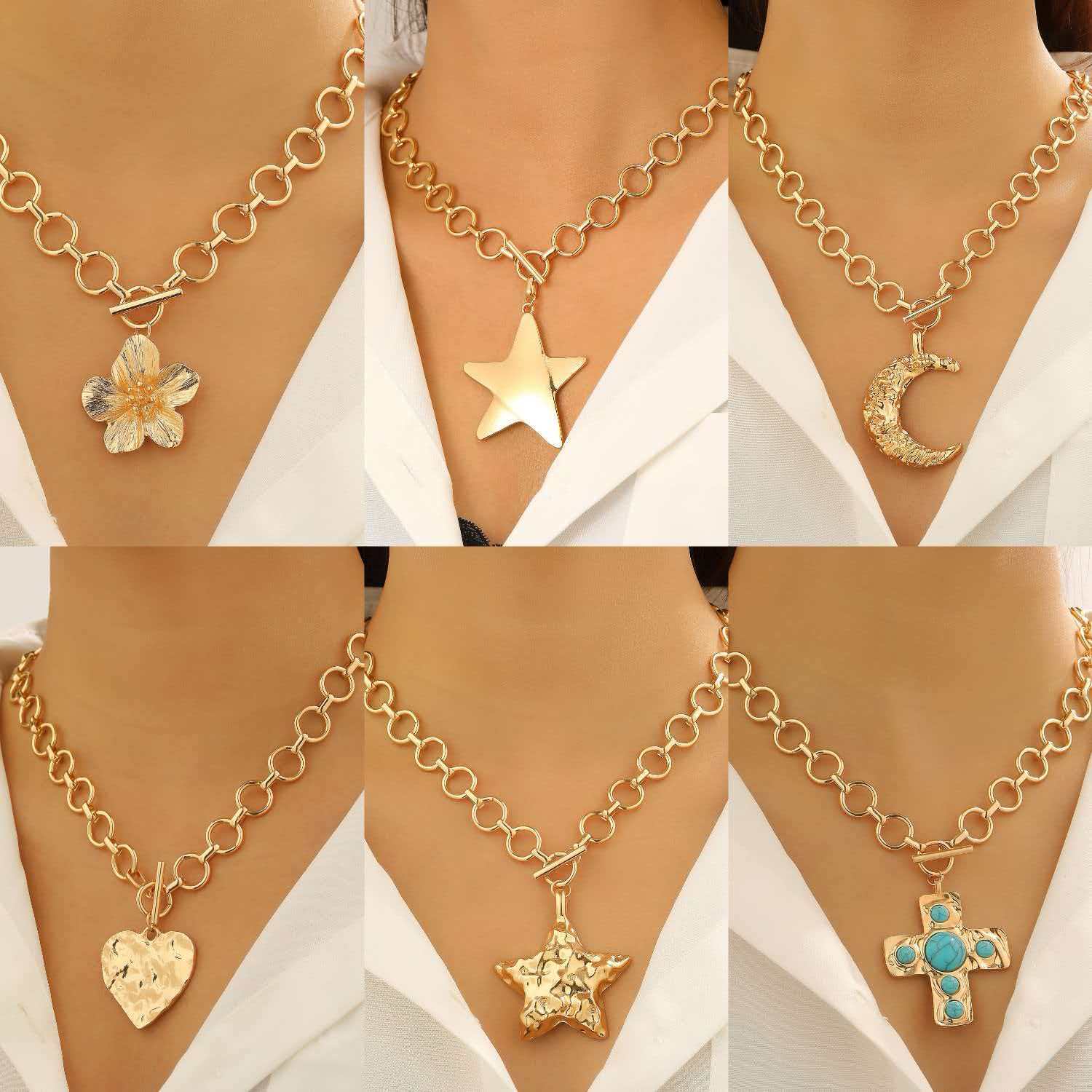 Wholesale Geometric Star Alloy Pendant Necklace Fashion Accessory for Boutique Resale
