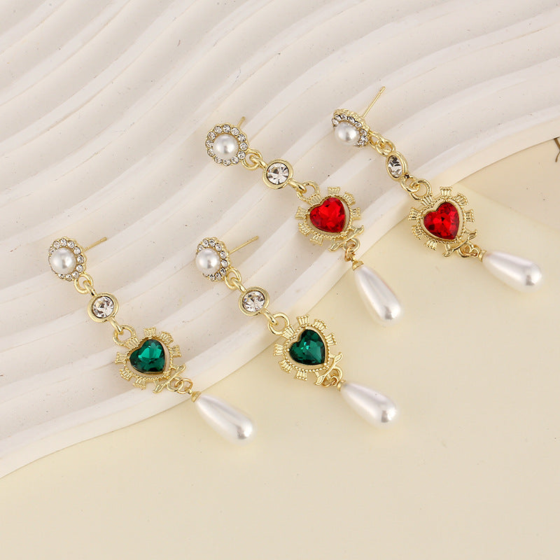 Wholesale S925 Silver Needle Love Heart-shaped Long Tassel Drop Earrings