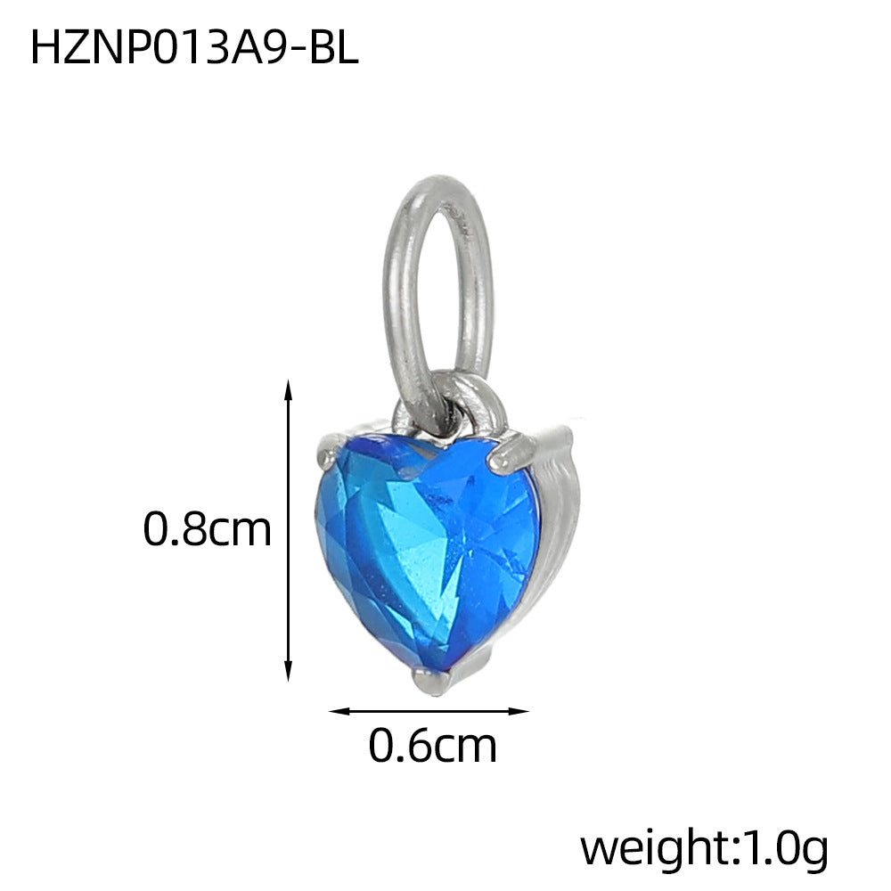 Wholesale stainless steel heart-shaped zircon pendant
