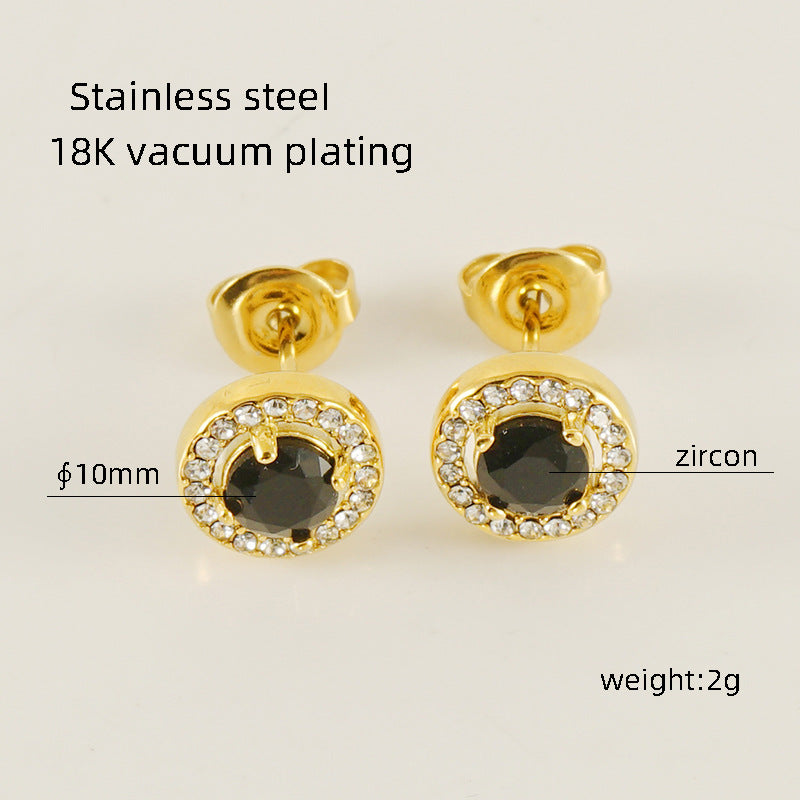 Wholesale Stainless Steel Love Zircon 18K Water Drop Sunflower Earrings ACC-ES-Zhongy002