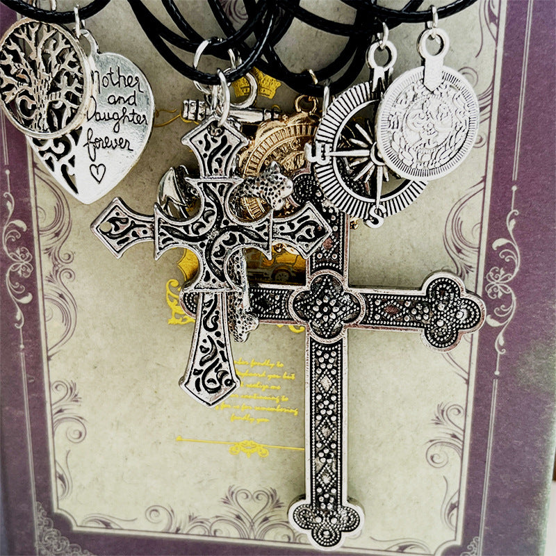 Wholesale Electroplated Alloy Vintage Cross Geometric Necklace,  Jewelry Accessory for Couples