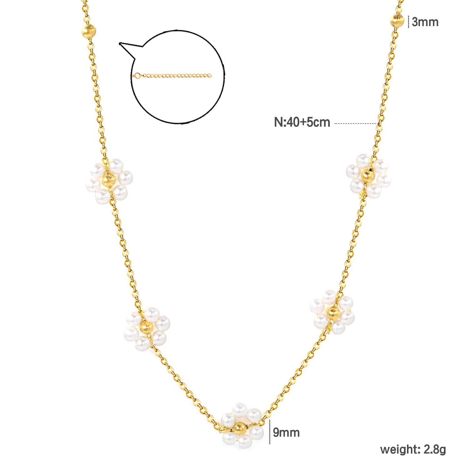 Wholesale Stainless Steel Colorful Pearl and Flower Clavicle Necklace