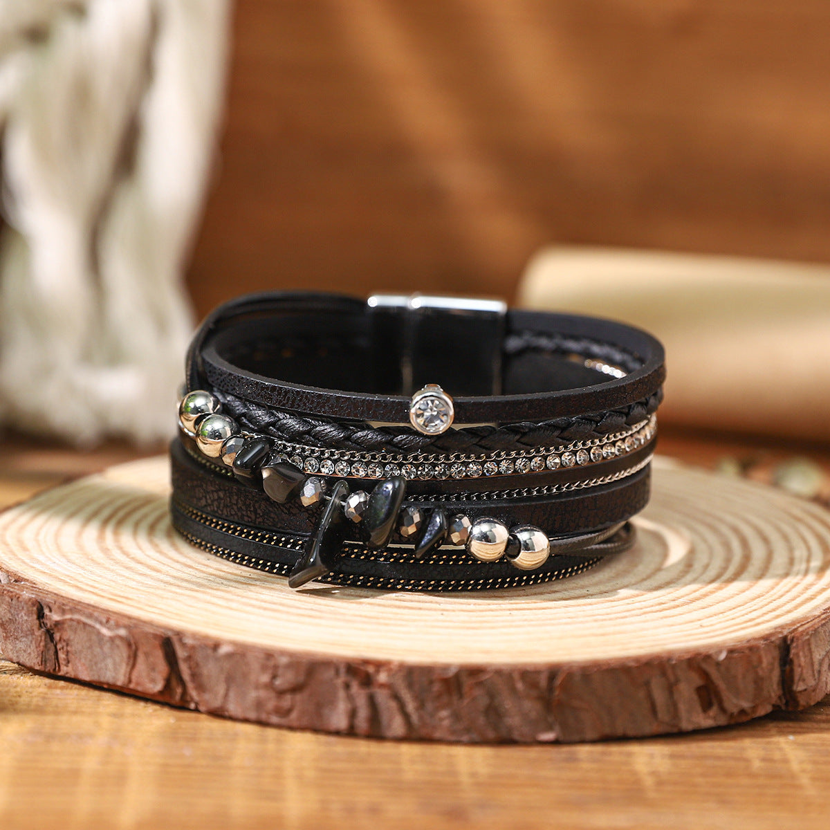 Wholesale Bohemian Stacked PU Leather Bracelet