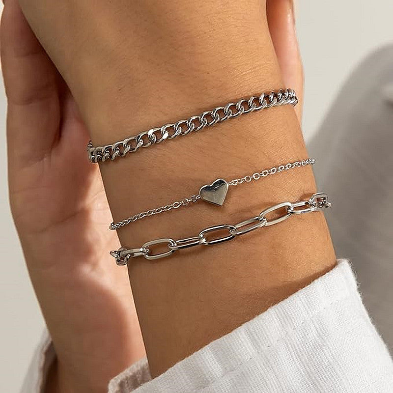 Wholesale 6Pcs Boho Minimalist Multi Layer Chain Bracelets For Women Electroplated Zinc Alloy Fashion Jewelry Accessory Great For Gift