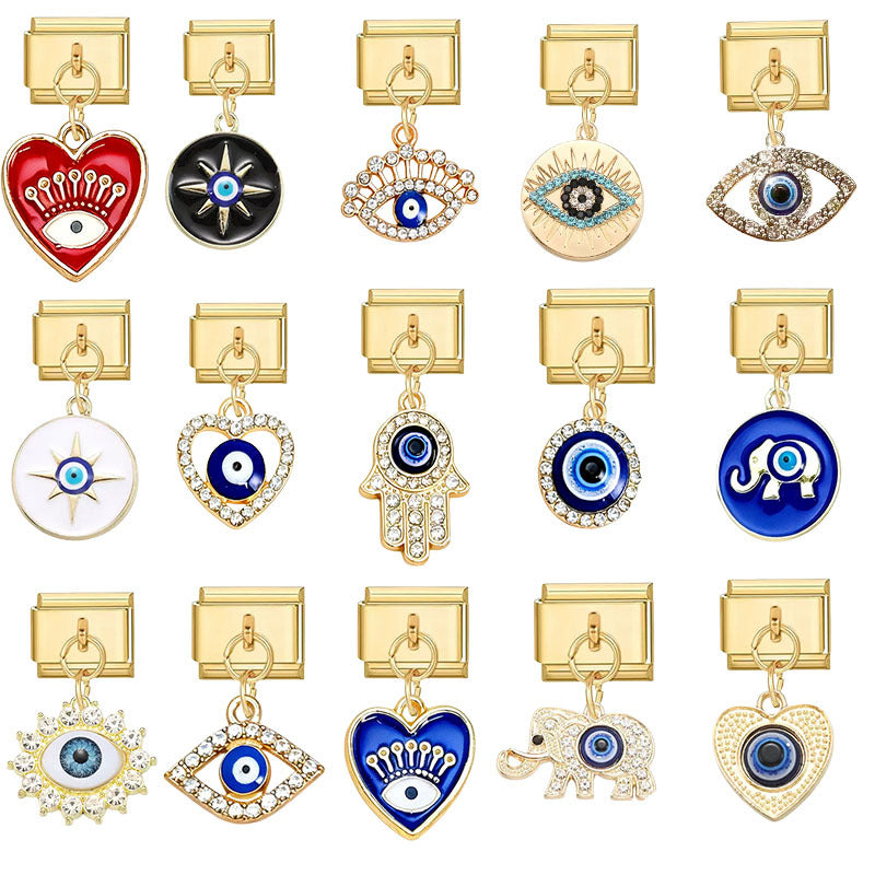Wholesale Evil Eye Pendants – Alloy with electroplated finish;  DIY jewelry accessories suitable for everyday wear or as gifts