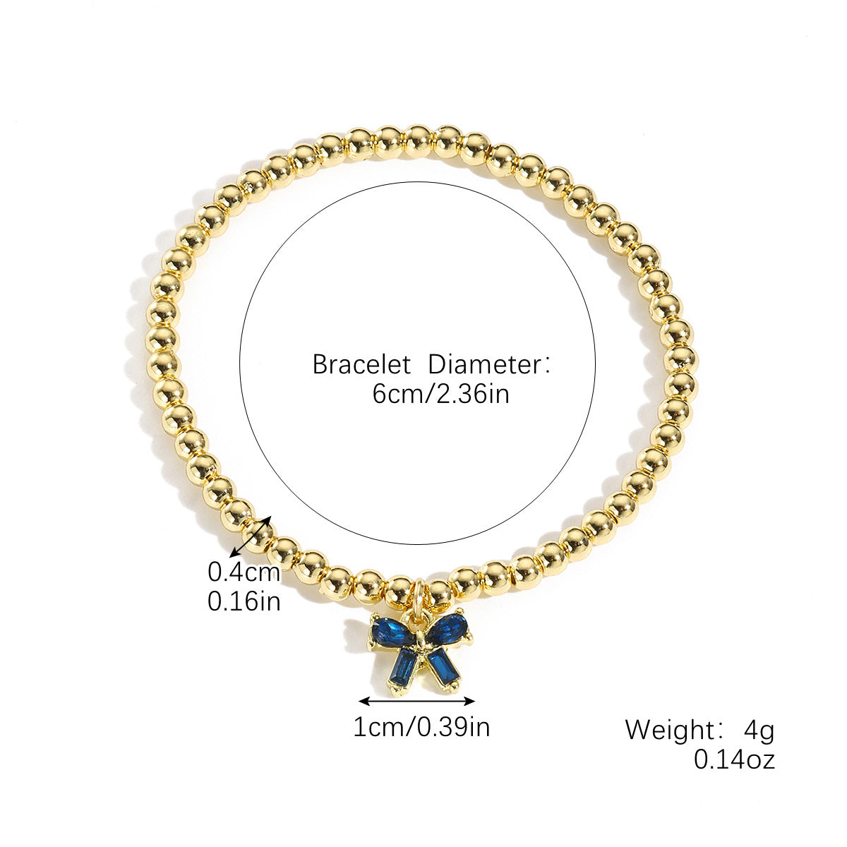 Wholesale  Bow Pendant Color Zircon Hand Beaded Light Luxury Elegant Bow Bracelet