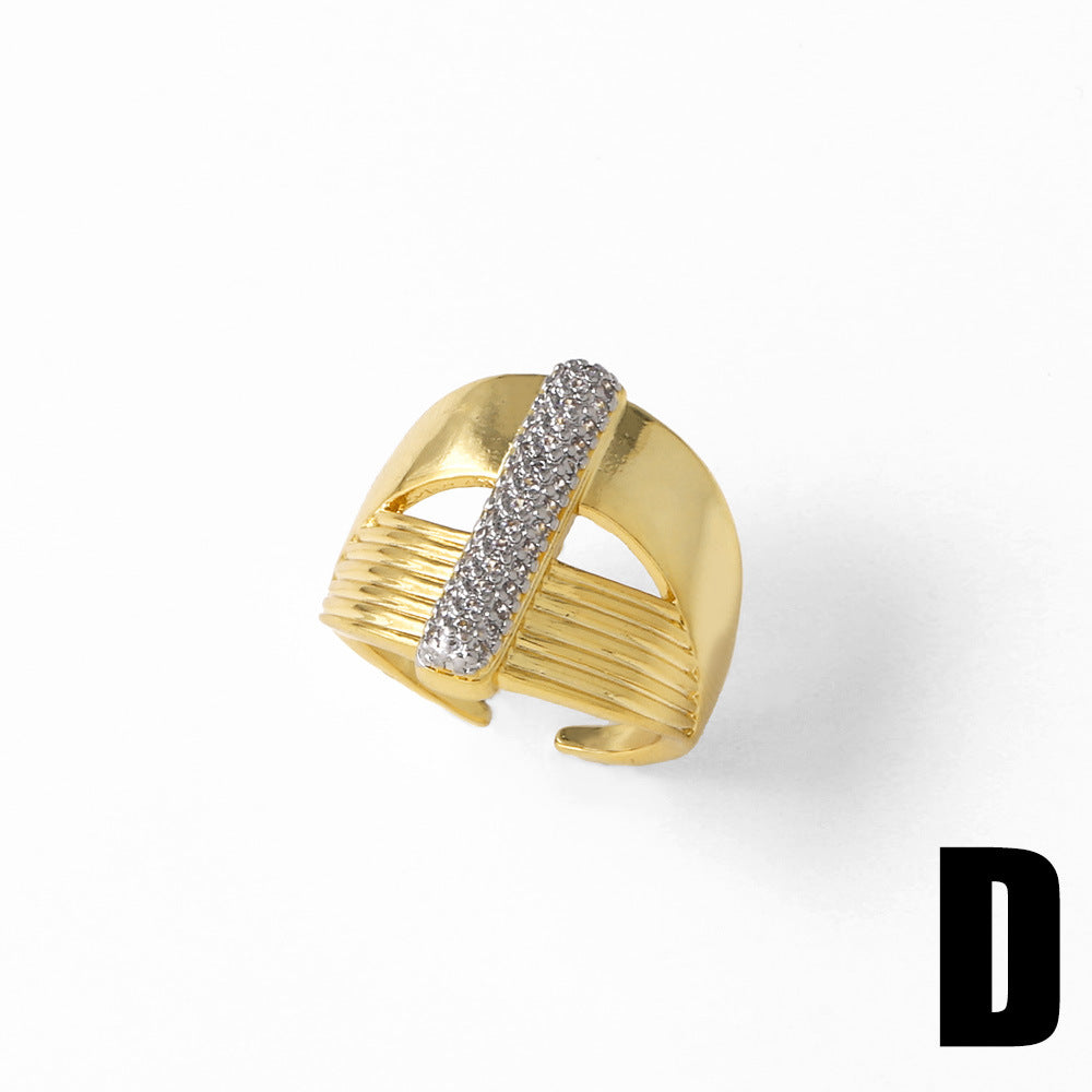 Wholesale copper plated 18k gold two-tone irregular open ring