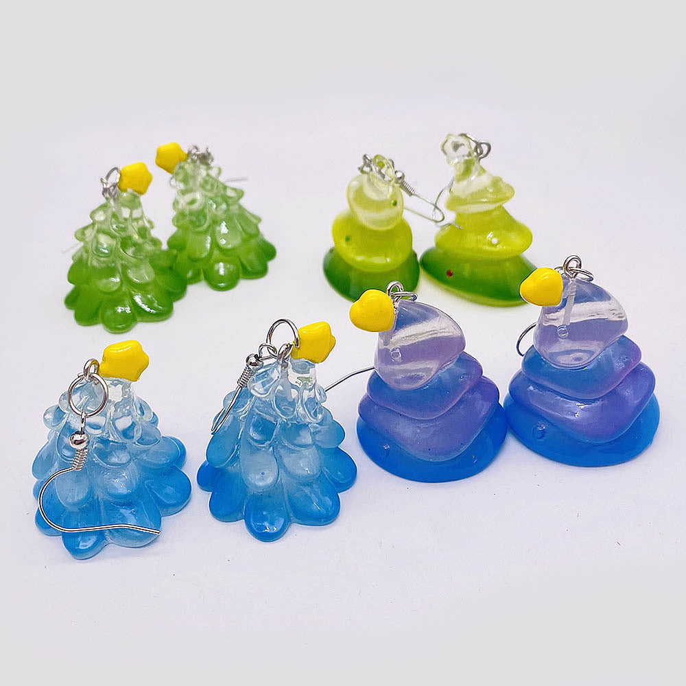 Wholesale Christmas 3D Christmas tree snowman resin earrings