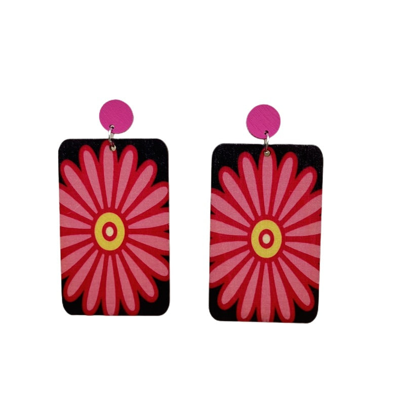 Wholesale Vintage Rectangular Wooden Earrings ACC-ES-FX007