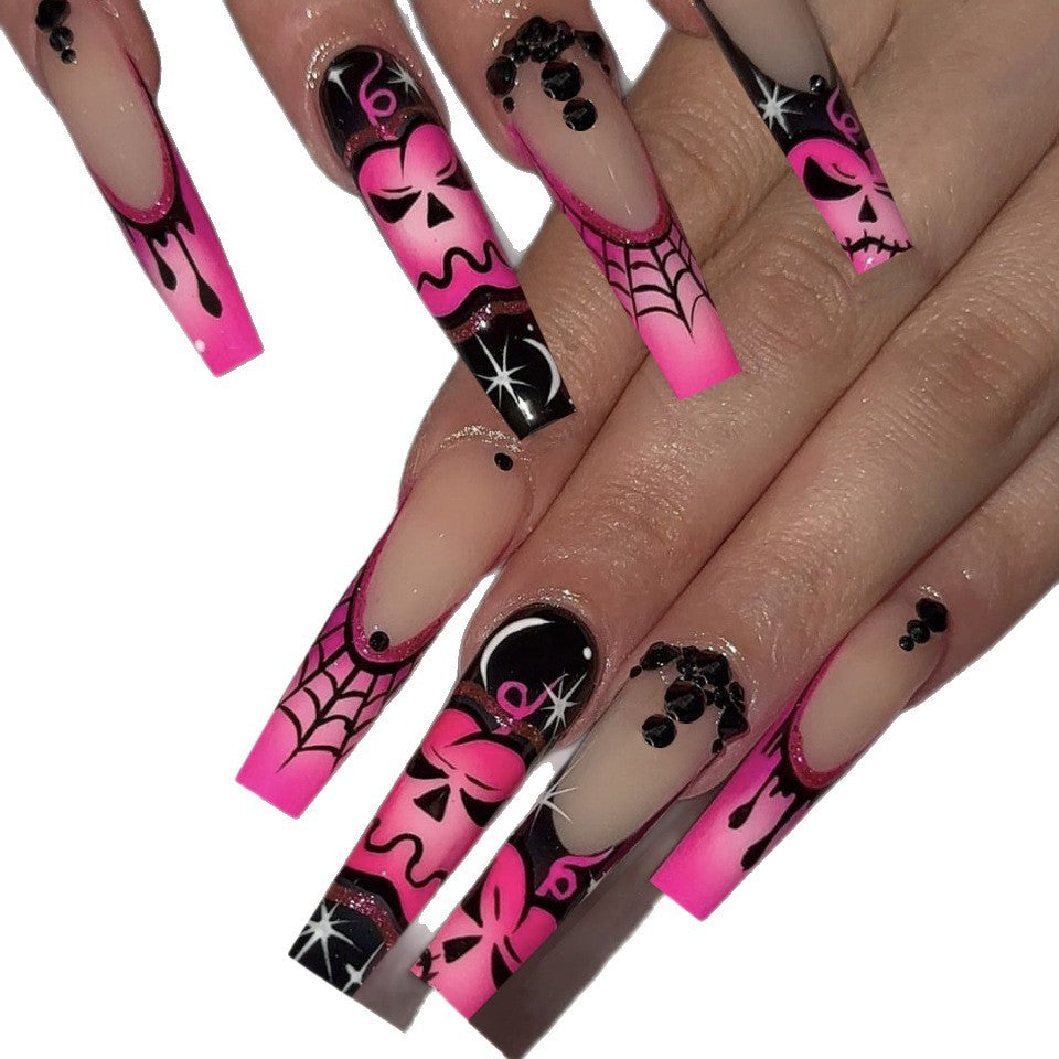 Wholesale 24 Pieces/box Pink Ghost Face Nails Kits Nail Stickers