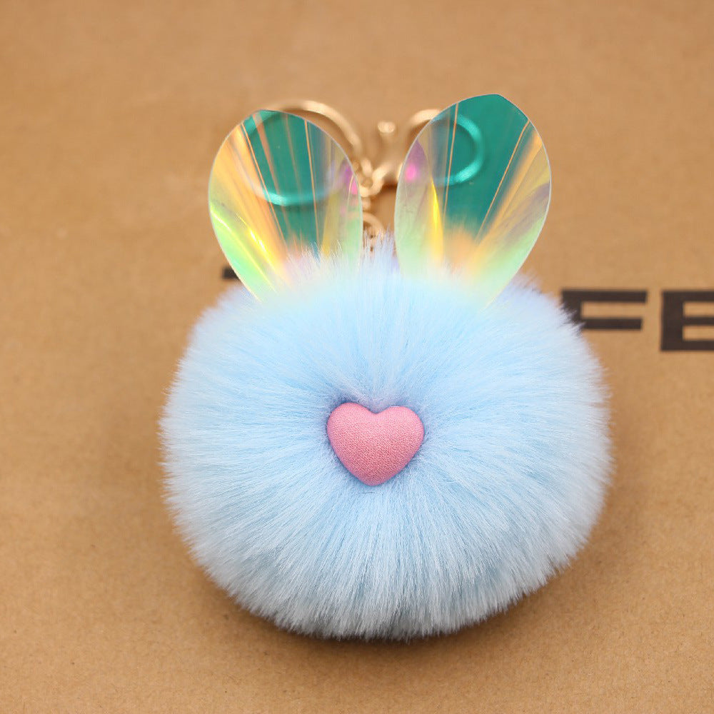 Wholesale Cute Color Changing Ears Rabbit Fur Ball Keychains ACC-KC-Zuge010