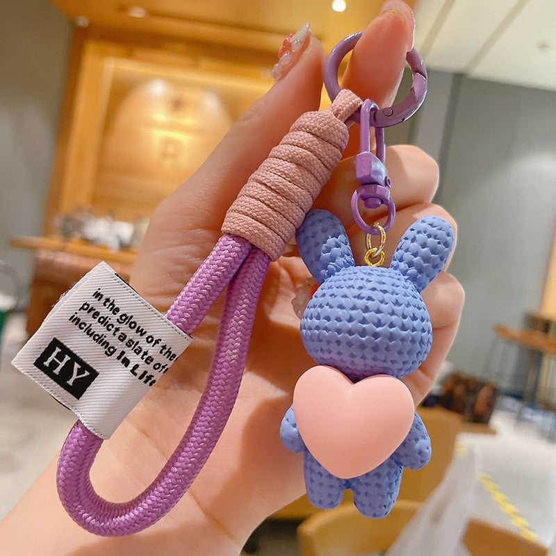 Wholesale Cartoon Resin Heart Rabbit Keychains Lanyard Keychain ACC-KC-AiLe005