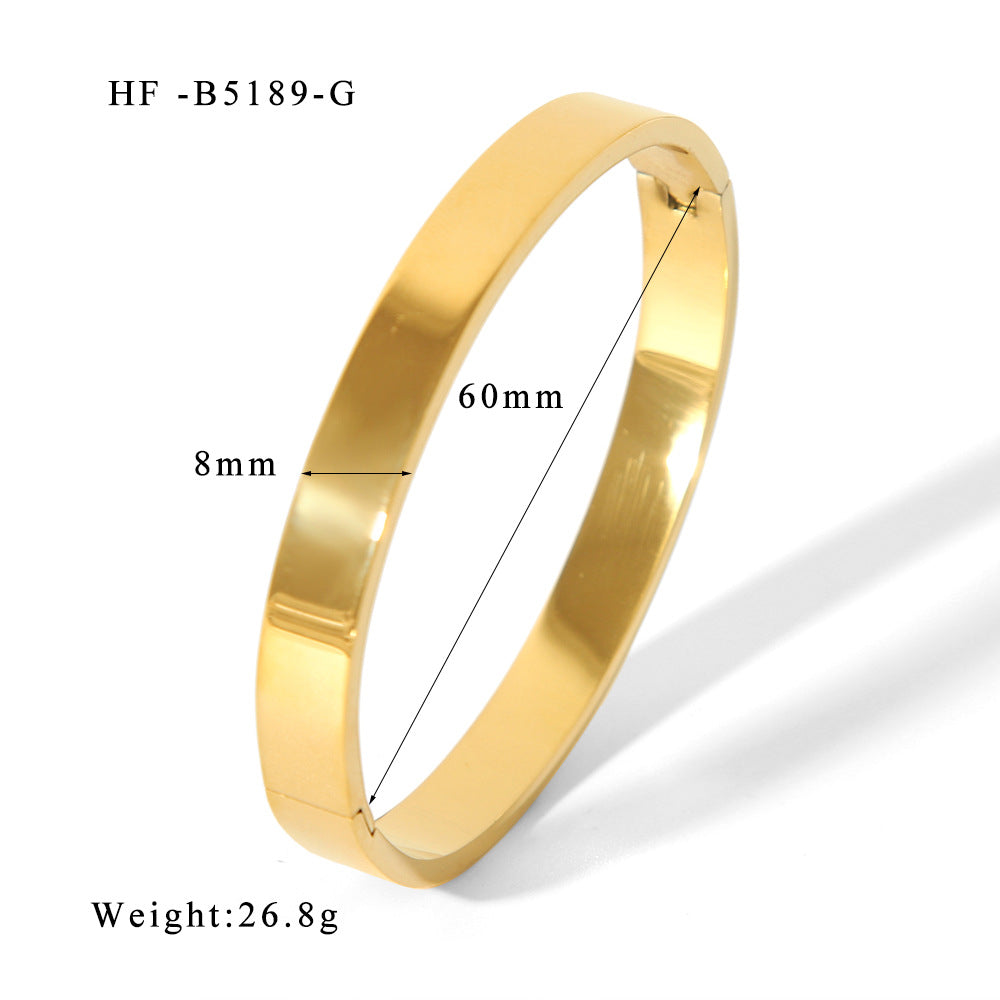 Wholesale Classic Stainless Steel Gold Plated Ladies Bracelet 18K Mirror Polished Jewelry Accessory