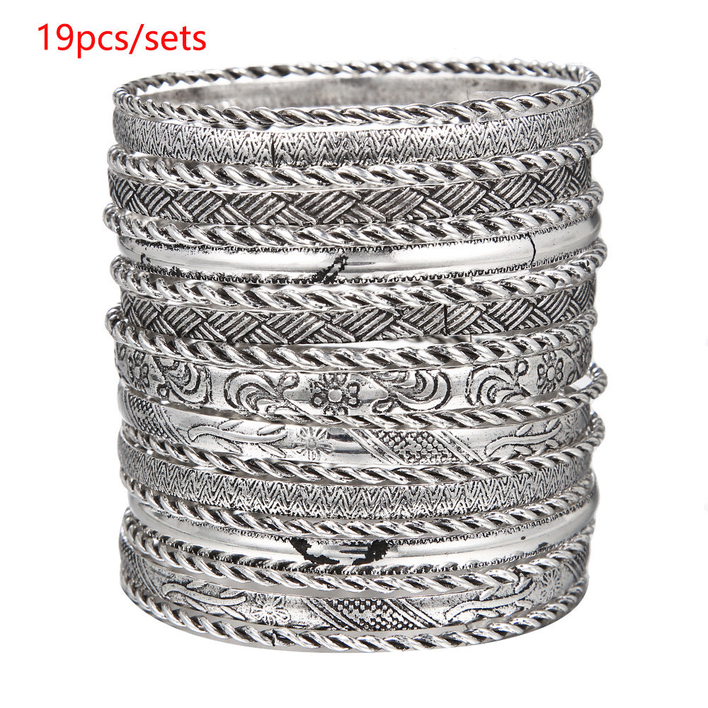 Wholesale Set of 12 Bracelets Set Cross-Border Jewelry Bohemian Style Multi-Layer Alloy Bracelets