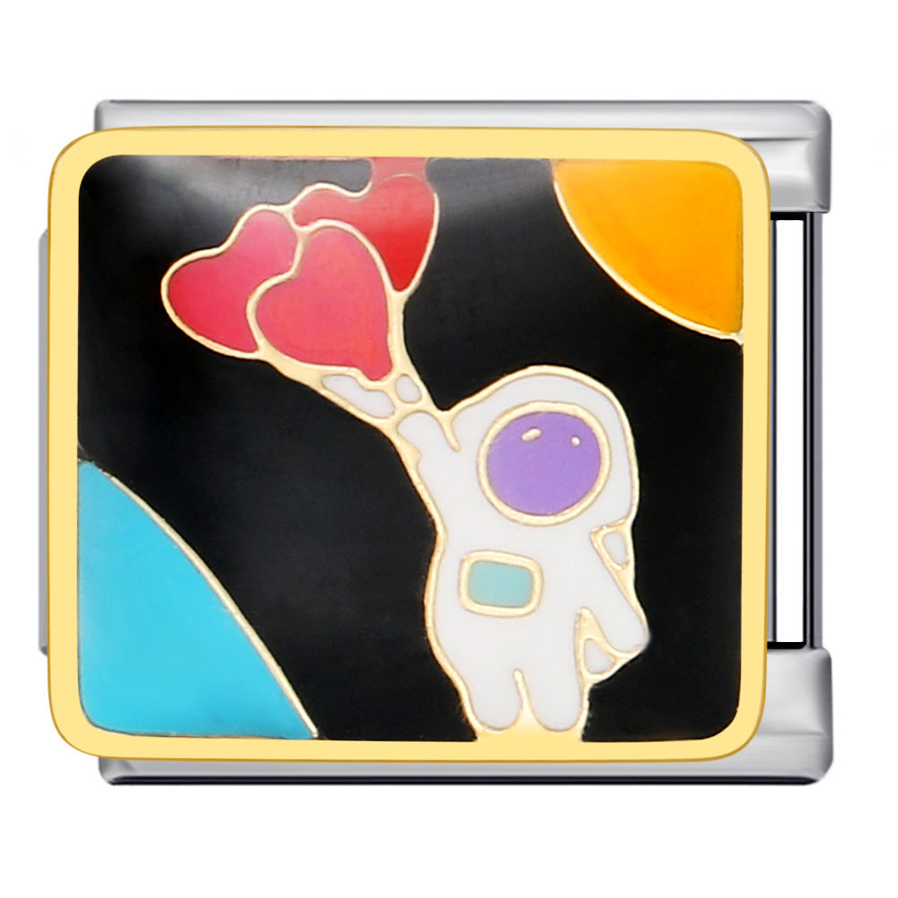 Wholesale Italian Charm Bracelet 9mm DIY Splicing Removable Space Moon Stainless Steel Composable Bracelet