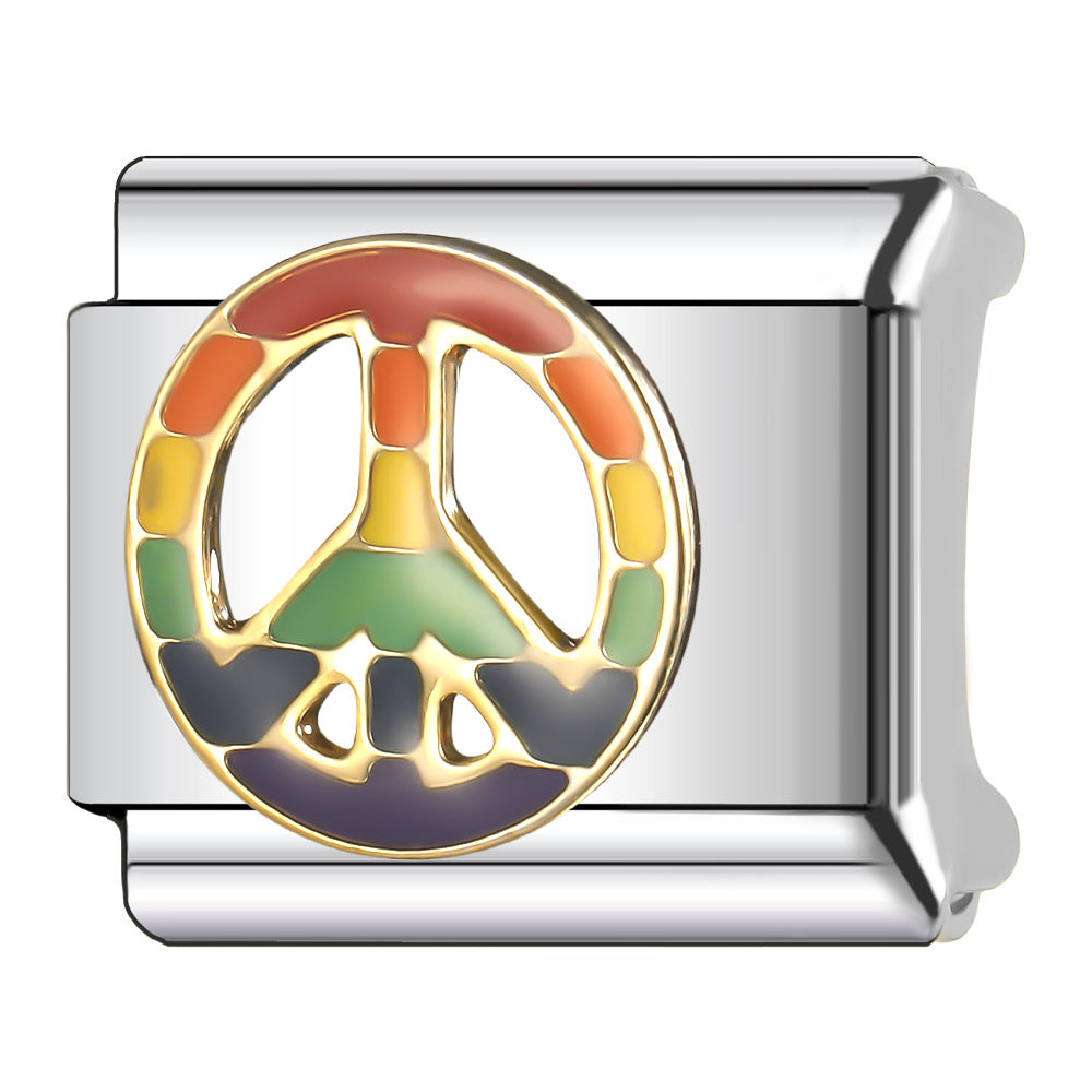 Wholesale Italian Charm Bracelet 9mm DIY Splicing Creative Pattern Stainless Steel Composable Bracelet