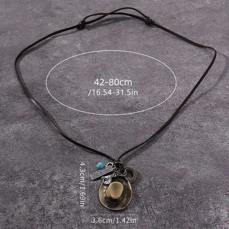 Wholesale Western Cowboy Hat Leather Necklace
