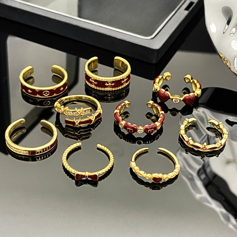 Wholesale Red Drop Glaze White Open Ring