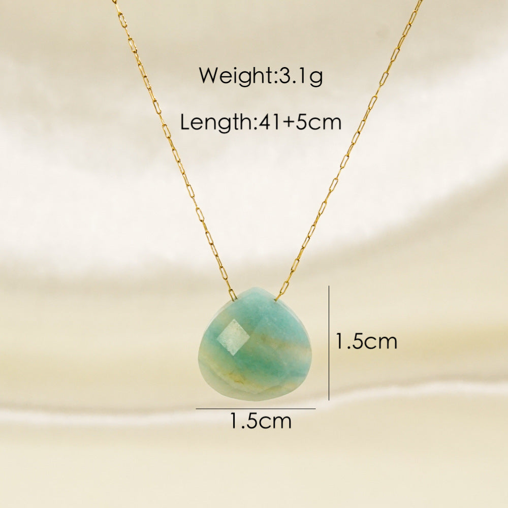Wholesale Stainless Steel Natural Stone Water Drop Pendant Clavicle Chain
